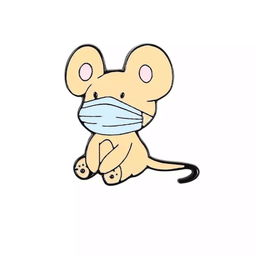 Cute Mouse Mask Enamel Pin Kids Pandemic Commemorative Brooch Accessory
